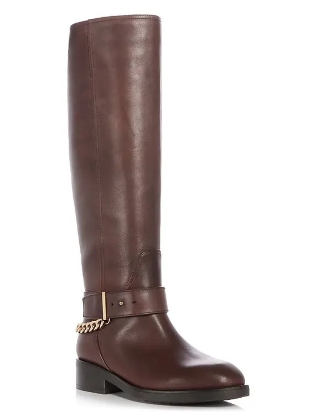 Aqua Riley Tall Riding Boots with Gold Chain Accent
